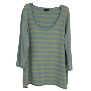 Talbots Women’s Sweater Silk Cotton Size 1XP Blue Stripe Pullover 3/4 Sleeve
